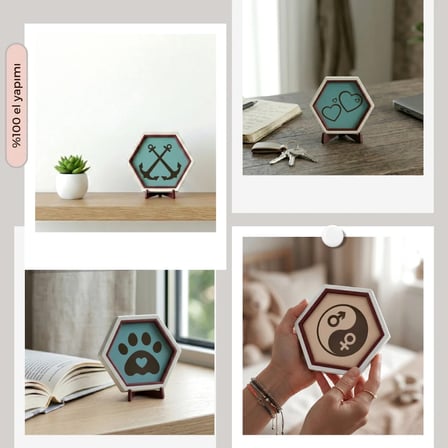 Romantik I Love You Motifli Şık Dekoratif Aksesuar, Şık ve Duygusal Masaüstü Objesi 10x10 cm