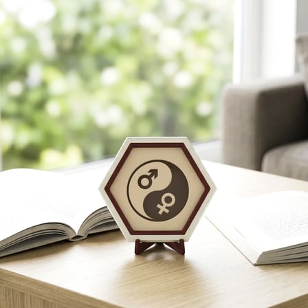 Yin Yang Eril ve Dişil Enerji Tasarımlı Minimalist Dekoratif Obje, Dengeli ve Şık Hediye 10x10 cm