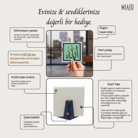 Elif ve Mîm Tasarımlı Modern Masaüstü Obje, Evinize Huzur ve Anlam Dolu 10x10 Minyatür Sanat Tasarım