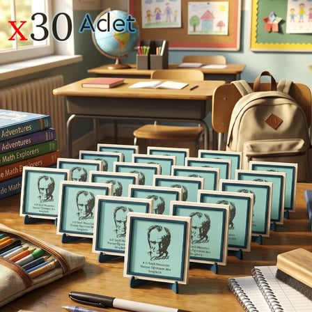 Yıl Sonu Karne Hediyesi Atatürk Silüetli 30'lu Set, Öğrencilerin İsmi Yazılı Masaüstü Obje, 10x10 cm