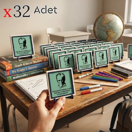 Mezuniyet ve Karne Günü İçin Atatürk Silüetli 32'li Öğrenci İsmine Özel Hatıra Seti 10x10 cm