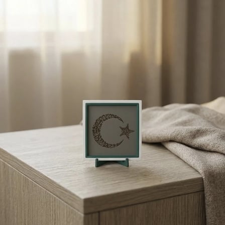Kelime-i Tevhid Yazılı Hilal Tasarımlı Masaüstü Aksesuarı, Modern ve Estetik Mini Dekor 10x10 cm