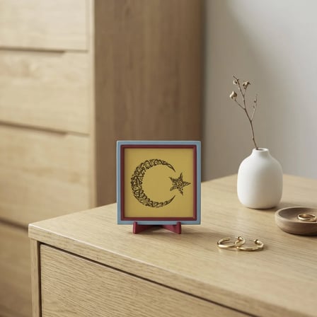 Kelime-i Tevhid Yazılı Hilal Motifli Dekoratif Obje, Yaşam Alanınıza Huzur Katan Tasarım 10x10 cm