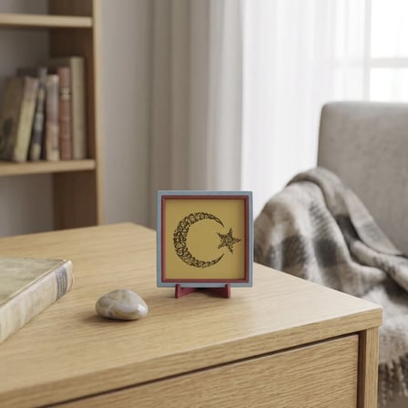 Kelime-i Tevhid Yazılı Hilal Motifli Dekoratif Obje, Yaşam Alanınıza Huzur Katan Tasarım 10x10 cm