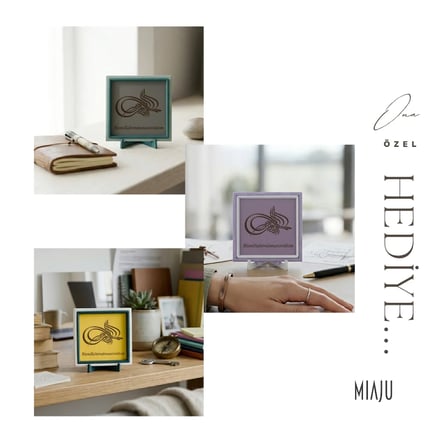Göktürkçe Türk Yazılı Ay Yıldız Motifli Dekoratif Obje, Yaşam Alanınıza Değer Katan Tasarım 10x10 cm
