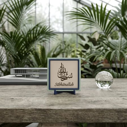 Sübhânallah Yazılı Şık Dekoratif Obje, Manevi Değeri Yüksek Modern Masaüstü Hatırası 10x10 cm