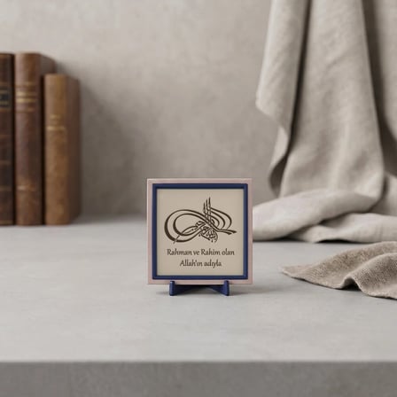 Besmele Motifli Modern Masaüstü Aksesuarı, Sevdiklerinize Zarif ve Huzur Veren Bir Hediye 10x10 cm