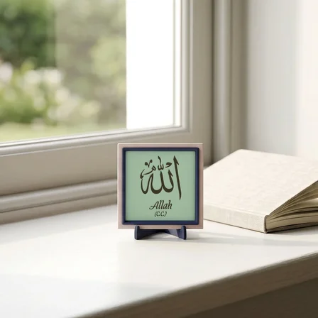 Estetik Hat Sanatı Allah (C.C.) Tasarımı,Yaşam Alanınıza Huzur Katan Modern Dekoratif Parça 10x10 cm