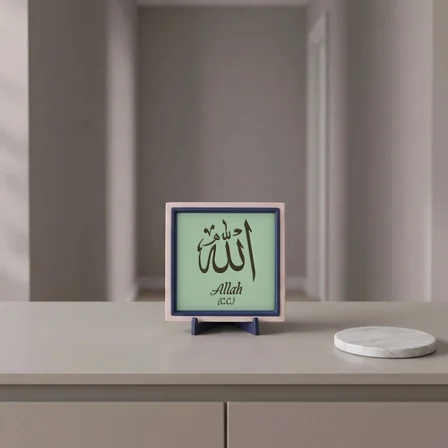 Estetik Hat Sanatı Allah (C.C.) Tasarımı,Yaşam Alanınıza Huzur Katan Modern Dekoratif Parça 10x10 cm