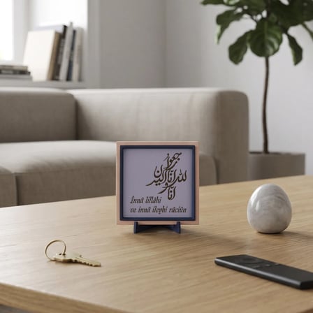 İnnâ lillâhi ve innâ ileyhi râciûn Temalı Modern Dekoratif Parça, Dekorasyon Tamamlayıcı 10x10 cm