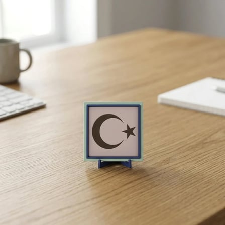 Minimal Hilal ve Yıldız Motifli Masaüstü Süs, Estetik ve Anlamın Modern Buluşması 10x10 cm