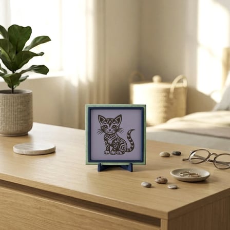 Kedi Motifli Butik Dekoratif Parça, Sevdikleriniz İçin Prestijli ve Şık Bir Hediye 10x10 cm