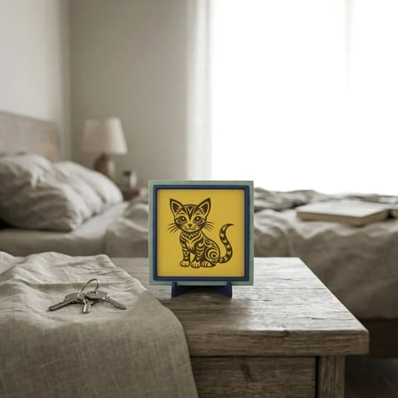 Minimalist Kedi Motifli Çağdaş Masaüstü Süs, Modern Dekorasyonu Tamamlayan Estetik Duruş 10x10 cm