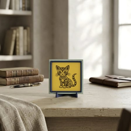 Minimalist Kedi Motifli Çağdaş Masaüstü Süs, Modern Dekorasyonu Tamamlayan Estetik Duruş 10x10 cm