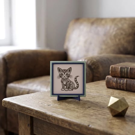 Modern Yorumla Kedi Objesi, Sevdikleriniz İçin Çok Özel ve Kalıcı Bir Armağan 10x10 cm