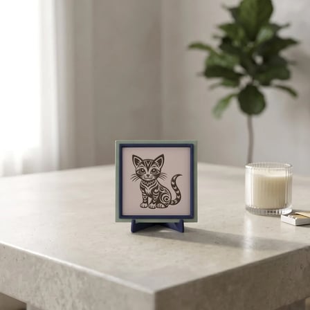 Modern Yorumla Kedi Objesi, Sevdikleriniz İçin Çok Özel ve Kalıcı Bir Armağan 10x10 cm