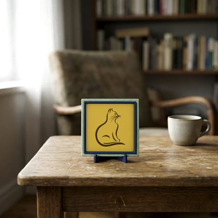 Minimal Kedi Figürü Butik Dekoratif Parça, Mekanınızda Ferah ve Şık Bir Köşe Oluşturun 10x10 cm