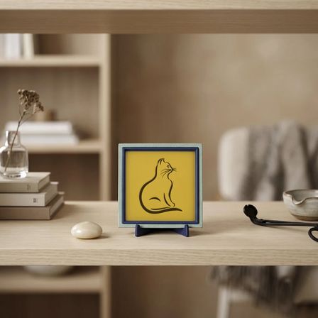 Minimal Kedi Figürü Butik Dekoratif Parça, Mekanınızda Ferah ve Şık Bir Köşe Oluşturun 10x10 cm