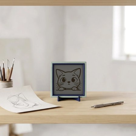 Kedi Yüzü Detaylı Modern Dekoratif Obje, Ev ve Ofise Estetik ve Neşe Veren Masaüstü Aksesuar 10x10cm