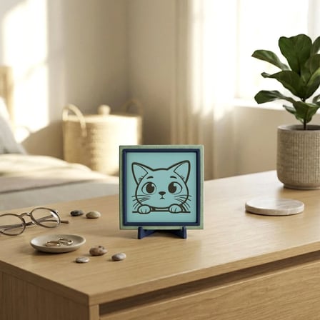 Meraklı Kedi Figürlü Çağdaş Tasarım Masaüstü Objesi, Ev ve Ofisiniz İçin Estetik Bir Dekor 10x10 cm