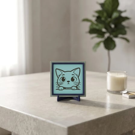 Meraklı Kedi Figürlü Çağdaş Tasarım Masaüstü Objesi, Ev ve Ofisiniz İçin Estetik Bir Dekor 10x10 cm