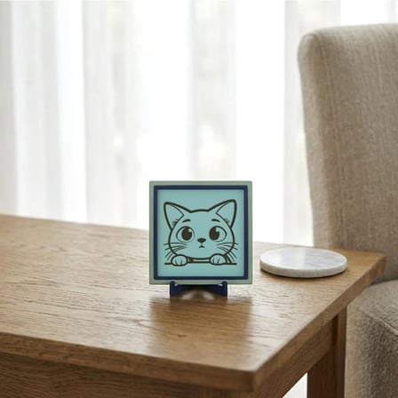 Meraklı Kedi Figürlü Çağdaş Tasarım Masaüstü Objesi, Ev ve Ofisiniz İçin Estetik Bir Dekor 10x10 cm