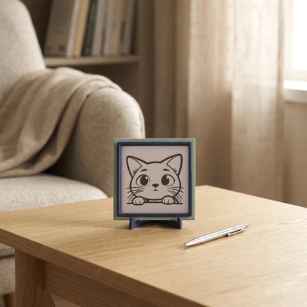 Meraklı Kedi Motifli Şık ve Modern Dekoratif Obje, Yaşam Alanınıza Neşe Katan Estetik Hatıra 10x10cm