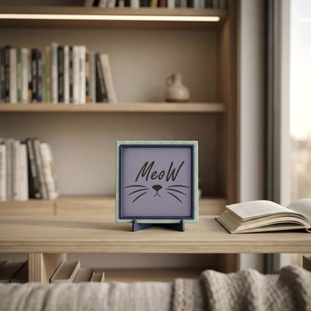 Kedi Diliyle Meow Şık Dekoratif Obje, Yaşam Alanınız İçin Sempatik Değerli Bir Hediye 10x10 cm