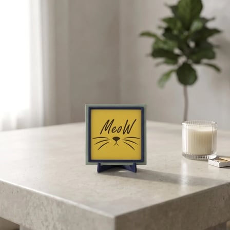 Meow Yazılı Modern Dekoratif Obje, Sevdiklerinize Neşe Değeri Yüksek ve Şık Bir Armağan 10x10 cm