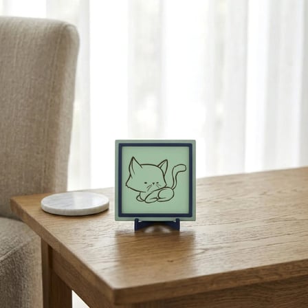 Uzanan Kedi Motifli Özel Tasarım Dekoratif Obje, Yaşam Alanınız İçin Huzurlu ve Modern Armağan 10x10
