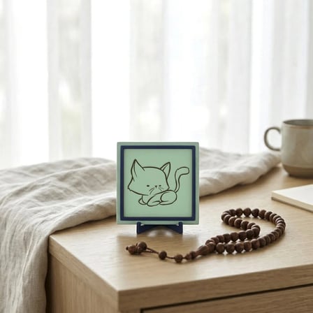Uzanan Kedi Motifli Özel Tasarım Dekoratif Obje, Yaşam Alanınız İçin Huzurlu ve Modern Armağan 10x10