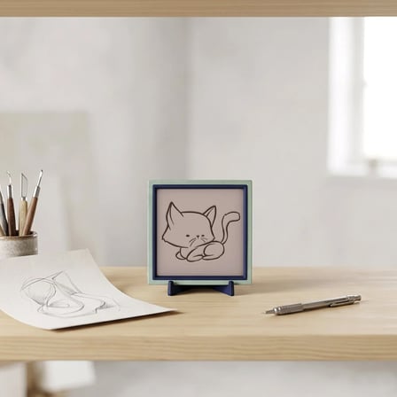 Kedi Temalı Zarif Dekoratif Aksesuar, Modern ve Sempatik Duruşuyla Çalışma Masası İçin 10x10 cm
