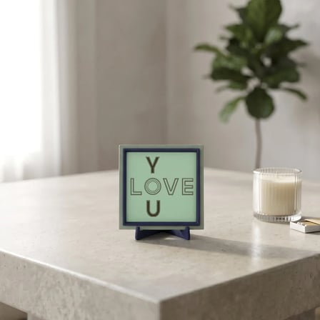 Minimalist Love You Tasarımlı Dekoratif Obje, Sevdikleriniz İçin Modern ve Şık Hediye 10x10 cm
