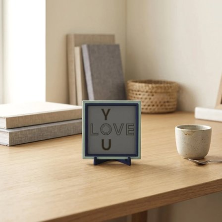 Yazılı Modern Dekoratif Obje, Sevgi Dolu Mesajıyla Yaşam Alanınıza Zarafet Katan Aksesuar 10x10 cm