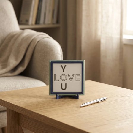 Minimalist Love You Yazılı Dekoratif Parça, Çalışma Masanız İçin Modern ve Sempatik Detay 10x10 cm