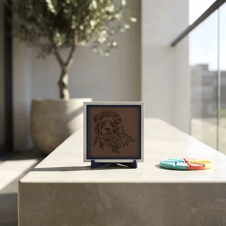 Aslan Motifli Modern Dekoratif Obje, Ev ve Ofis Dekorasyonu İçin Şık Masaüstü Aksesuarı 10x10 cm