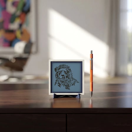 Minimalist Aslan Temalı Dekoratif Obje, Yaşam Alanlarına Karakter Katan Estetik Tasarım 10x10 cm