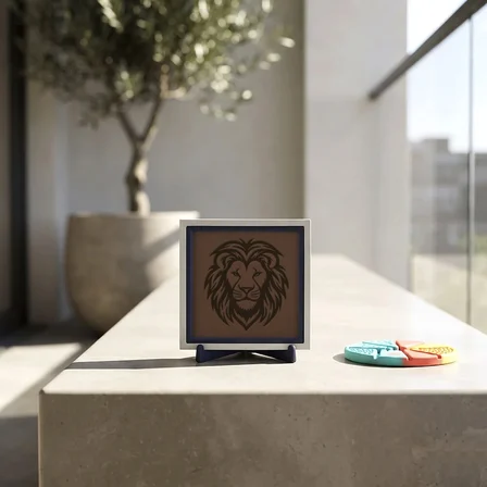 Aslan Motifli Modern Dekoratif Obje, Ev ve Ofis Dekorasyonu İçin Asil Masaüstü Aksesuarı 10x10 cm