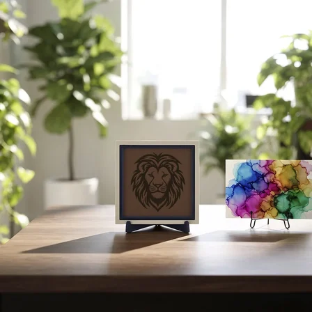 Aslan Motifli Modern Dekoratif Obje, Ev ve Ofis Dekorasyonu İçin Asil Masaüstü Aksesuarı 10x10 cm