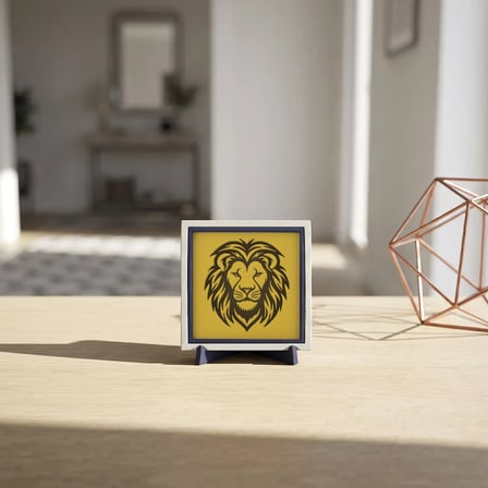 Aslan Motifli Masaüstü Dekoratif Parça, Gücü ve Asaleti Yansıtan Estetik Aksesuar 10x10 cm