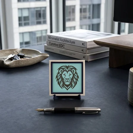 Aslan Temalı Modern Dekoratif Obje, Kitaplık ve Çalışma Masası İçin Şık Dekor 10x10 cm