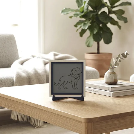 Ayakta Aslan Detaylı Modern Dekoratif Obje, Ev ve Ofise Karakter Katan Masaüstü Aksesuarı 10x10 cm