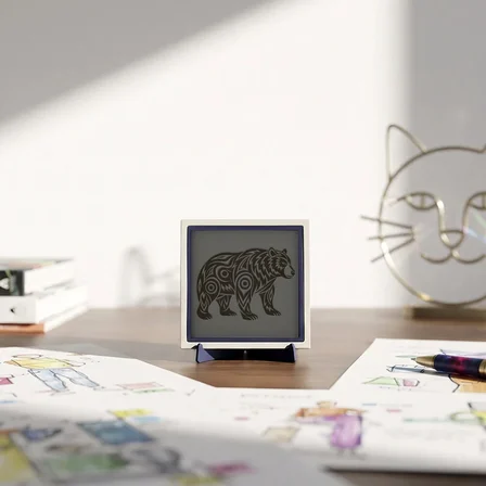 Ayı Formlu Modern Dekoratif Obje, Estetik ve Doğa Esintisi Katan Masaüstü Aksesuarı 10x10 cm