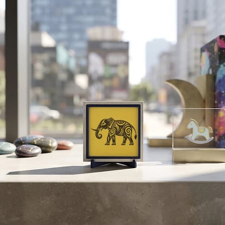 Modern Fil Motifli Dekoratif Obje, Çalışma Alanlarınıza Asalet Katan Tasarım 10x10 cm