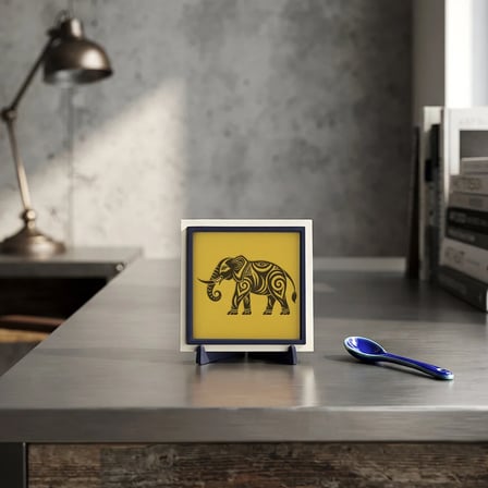 Modern Fil Motifli Dekoratif Obje, Çalışma Alanlarınıza Asalet Katan Tasarım 10x10 cm