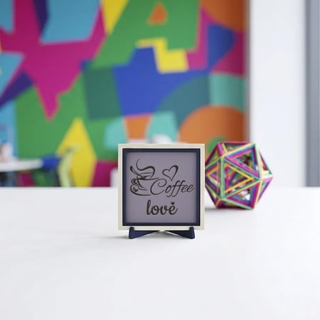 Modern Coffee Love Tasarımlı Dekoratif Parça, Kahve Molalarınız İçin Özel Bir Dokunuş 10x10 cm