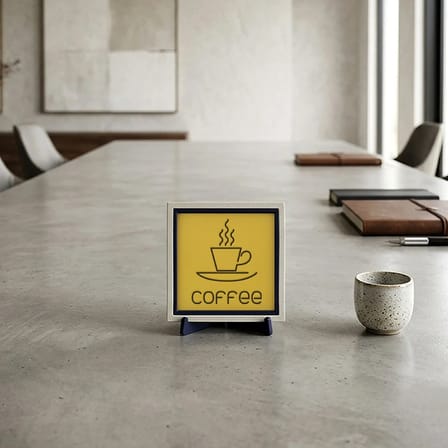 Kahve Simgeli Modern Masaüstü Objesi, Ev ve Ofis Dekoru İçin Karakterli Bir Parça 10x10 cm