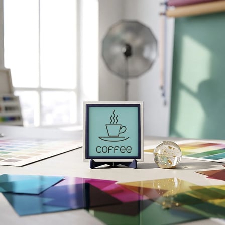 Modern Coffee Motifli Dekoratif Parça, Çalışma Masanıza Enerji Katan Zarif Detay 10x10 cm