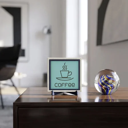 Modern Coffee Motifli Dekoratif Parça, Çalışma Masanıza Enerji Katan Zarif Detay 10x10 cm