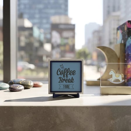 Modern Coffee Break Time Dekoratif Parça, Yaşam Alanınıza Dinamik Bir Dokunuş 10x10 cm